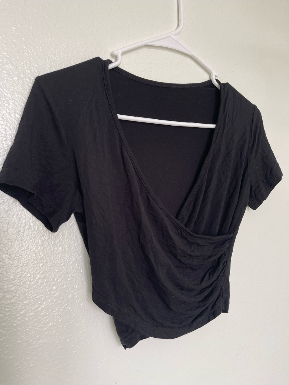 Women’s Black Wrap-Style Top